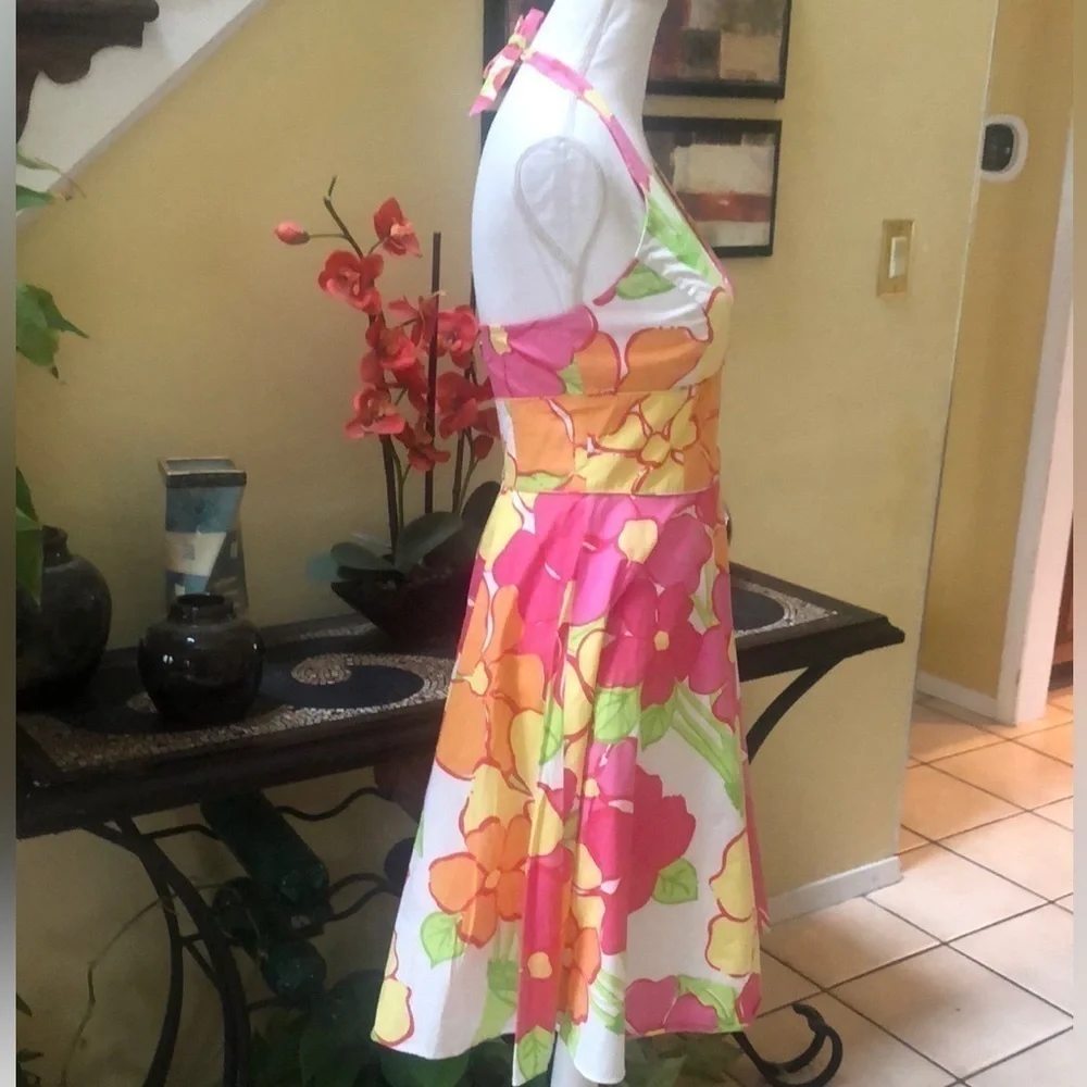 Lilly Pulitzer🚫SOLD🚫White Label Vintage Floral Midi Halter Tie A line Dress - Picture 8 of 15